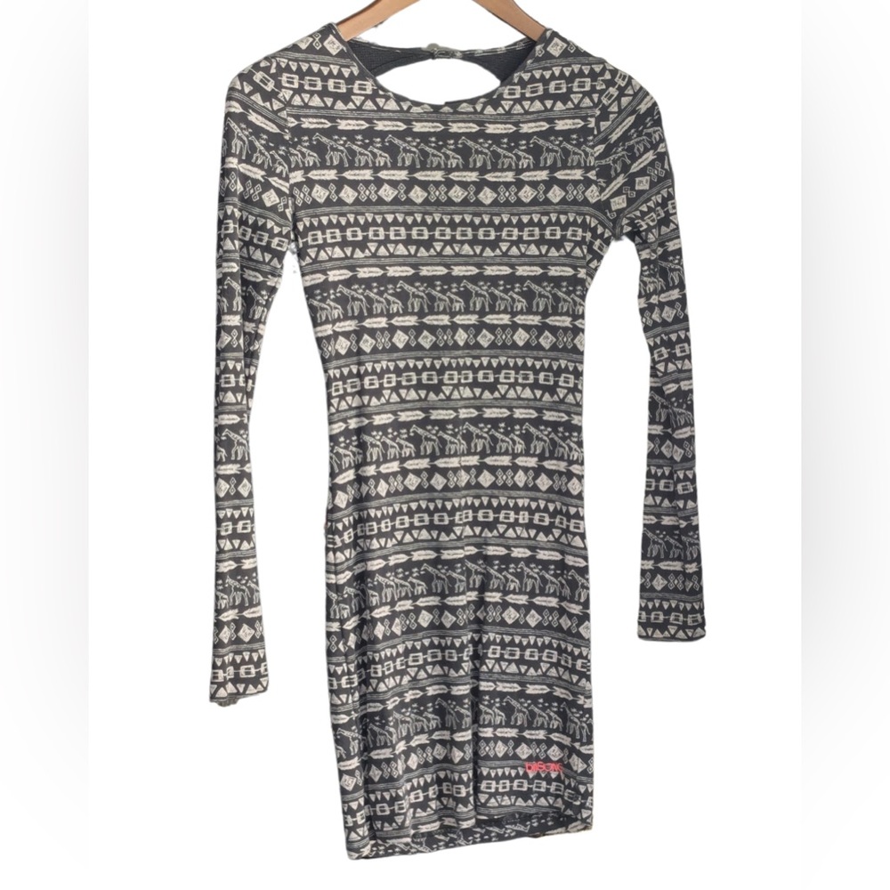 Billabong Black and White Patterned Zip-Up Dress